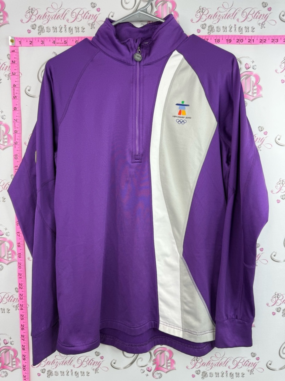 Sunice 2010 Vancouver olympics Purple and White Quarter-Zip Performance Pullover